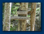 Trail sign at the head
of Mirror Lake